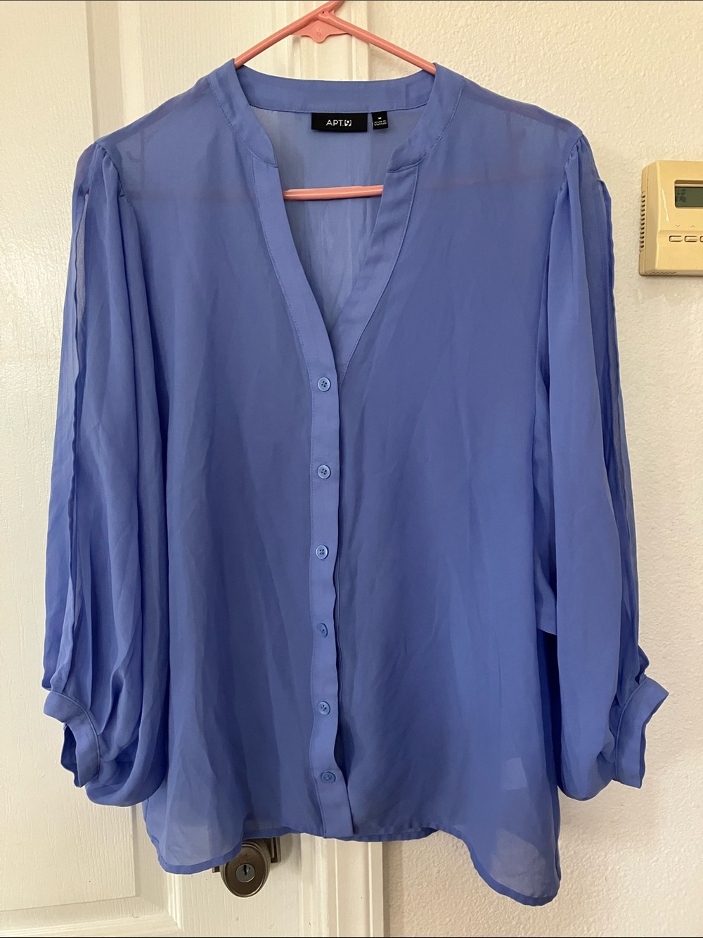 Apt. 9 Sheer Periwinkle Button-Down Blouse Size M